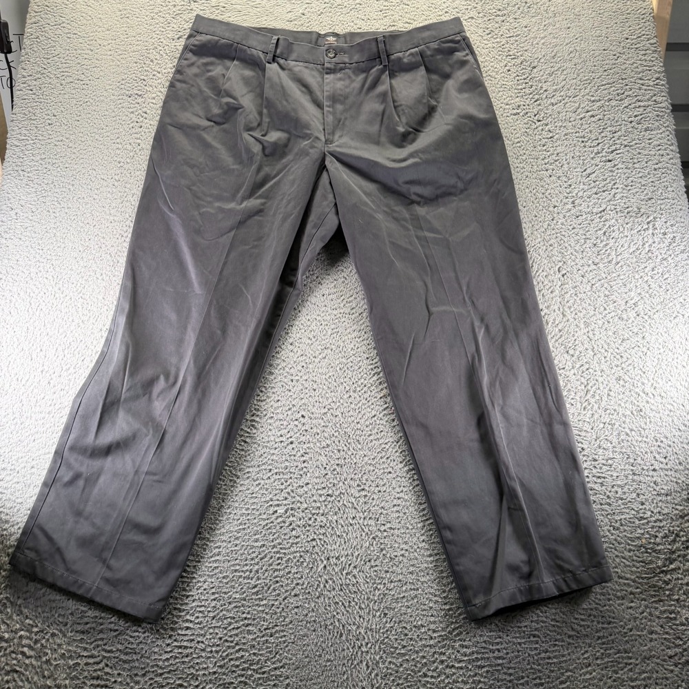 Dockers Pant Mens 42x32 Gray Cotton Dress Straight Baggy Business Formal Career